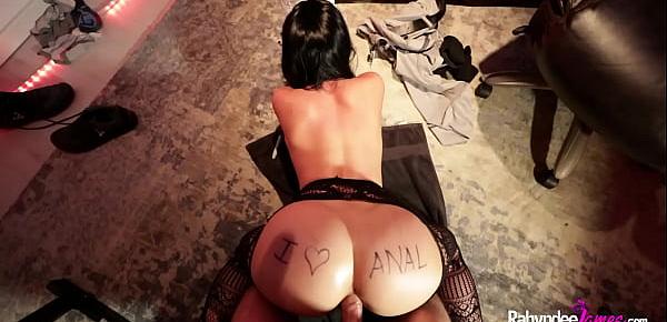  Rahyndee as groupie cum slut sucks and anal fucks rockstar cock